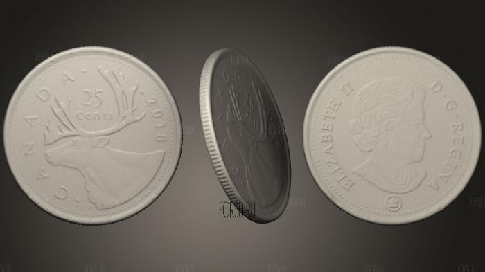25 Центовая монета 2 3d stl модель для ЧПУ
